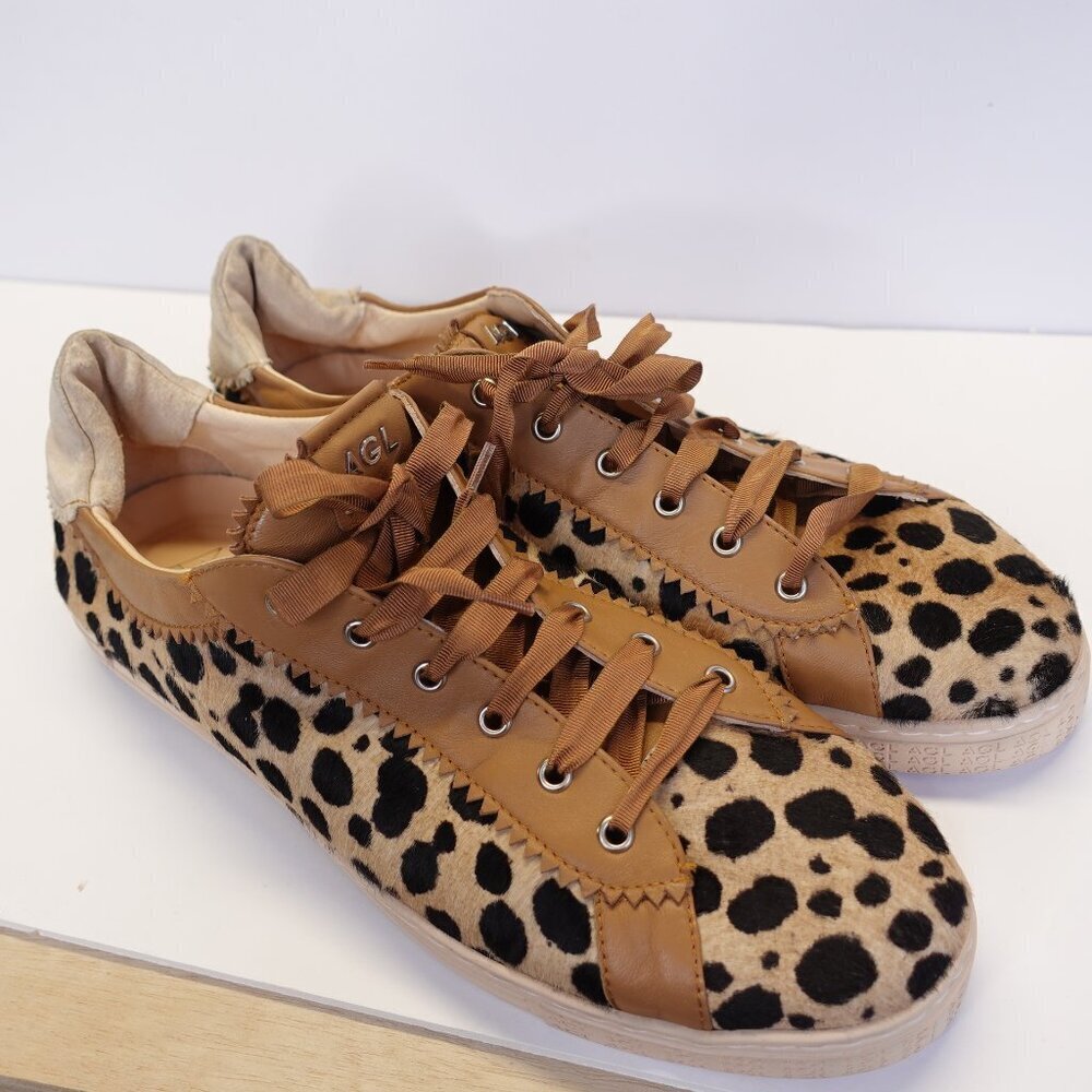 AGL Attilio Giusti Women's Sneaker Genuine Calf Hair Animal Print Size 43 - Picture 8 of 9